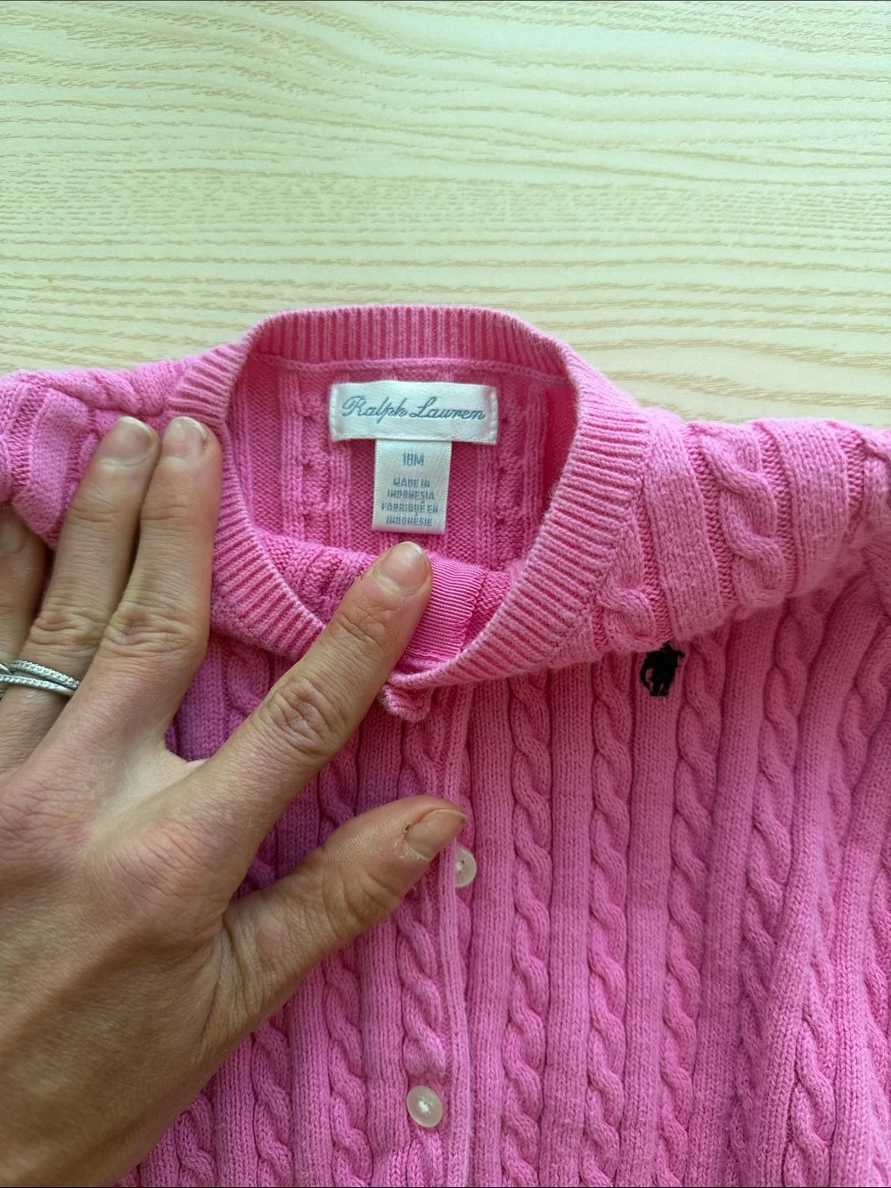 Ralph Lauren Girls Cable-Knit Cardigan Set - White & Bright Pink